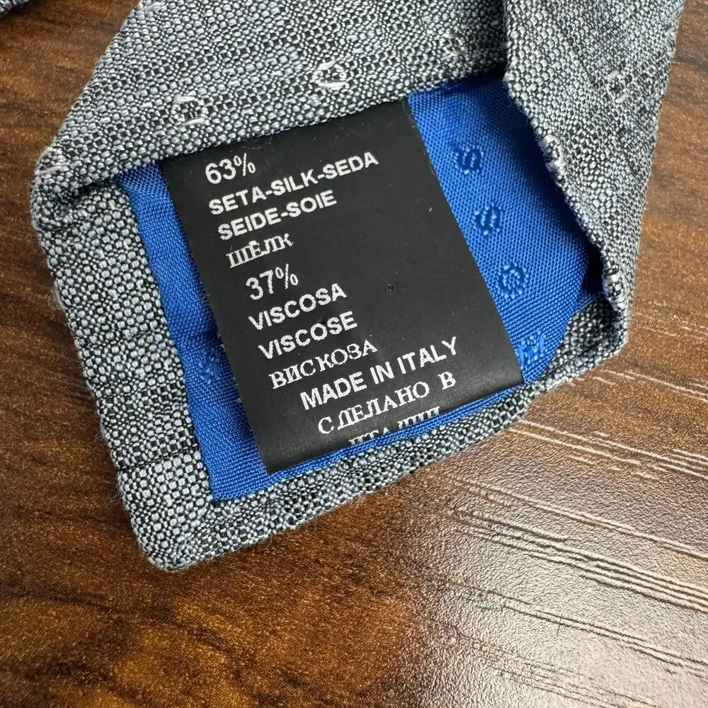 Hugo Boss BOSS Made in Italy Silk Tie Gray Patterned Designer‎ Neckwear